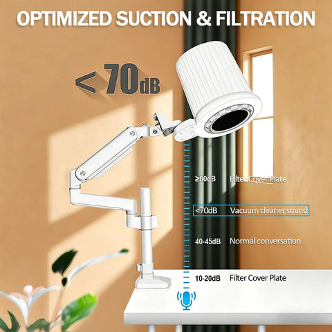 Pro Grade Nail Dust Collector With Dimmable LED Lamp, 360 Degree Adjustable Suction, Quiet Industrial Motor demonstration.