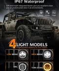 Jeep with Rugged 7 Inch Round LED Headlights With DRL And Turn Signal DOT Approved Includes 2 Lights H4 H13 Adapters