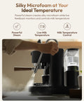 Game Changing Dual Boiler Espresso Machine With Integrated Precision Grinder And Dual Weight Sensors For Reliable Shot Prep and Silky Steamed Milk Anytime You Want To Chill And Sip, steaming milk with temperature control.