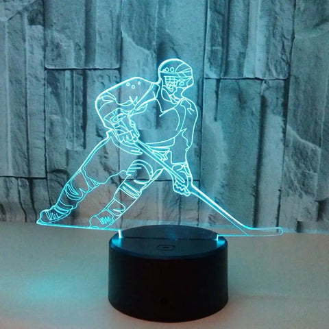 3D Hockey Night Light Player Lamp With 7 Color Changing LEDs Touch Control Desk Lamp For Kids Rooms And Hockey Fans Fun Gift For Boys And Men Who Love The Ice
