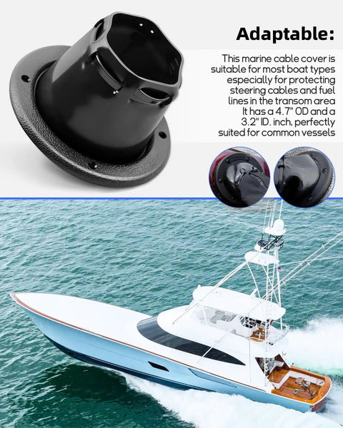 Marine Cable Boot Waterproof Rubber Sleeve for boat transom with 4.7 inch outer diameter and 3.2 inch inner diameter on vessel