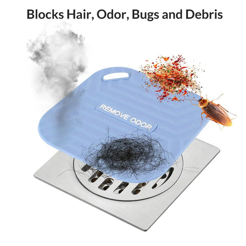 Snag This Three Pack Durable Silicone Shower Drain Cover And Tub Stopper To Cut The Funky Smell And Keep Those Pesky Critters Off Any Bathroom Or Kitchen Floor, blocking hair and odor on metal drain.