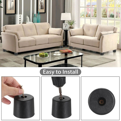 Four 2 Inch Plastic Furniture Legs Screw In Replacement Kit For Sofa Couch Chair Table Cabinet Beds Easy Install Pre Drilled