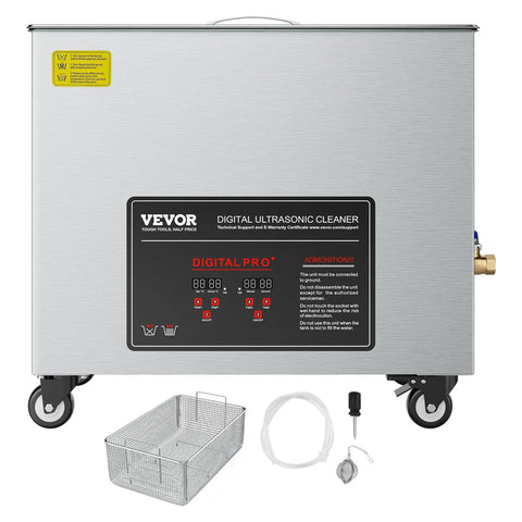 50L Ultrasonic Cleaner with Digital Display and Cleaning Basket, 840W Stainless Steel Machine on Wheels for Carburetors and Small Parts