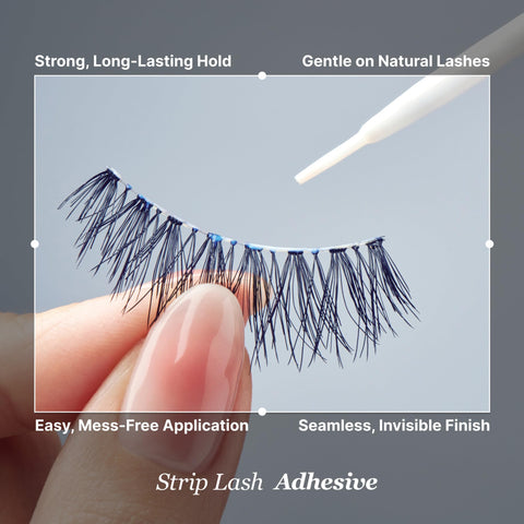 Clear Lash Adhesive For Strip Lashes And Lash Clusters, Waterproof All Day Hold, Latex Free With Aloe, applied with brush on strip lash.
