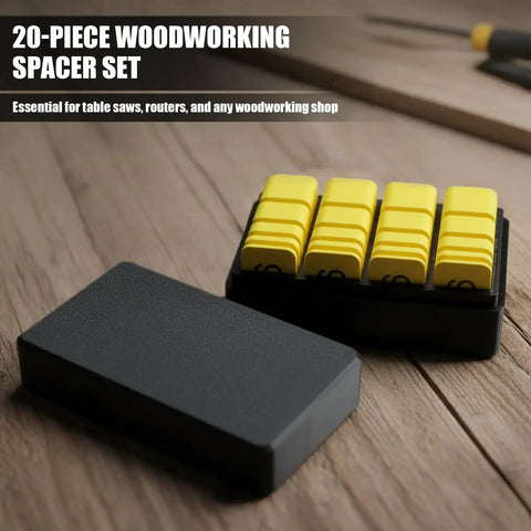 20 Piece Premium Woodworking Setup Blocks Set With Storage Case Woodshop Ready Pro Grade Precision Spacer Gauge Blocks For Table Saw And Router Accurate Measurements And Tight Fits Durable Carpentry Tools For Fast Reliable Setup, yellow blocks in case