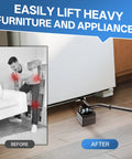Heavy Duty Steel Furniture Lifter Tool Set With Four Grippy Pads Effortlessly hoisting a fridge for easy lifting.