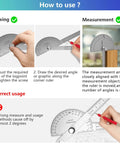 Stainless Steel Two Arm Protractor Angle Finder Ruler For Woodworking And Craftsman Projects with usage instructions.