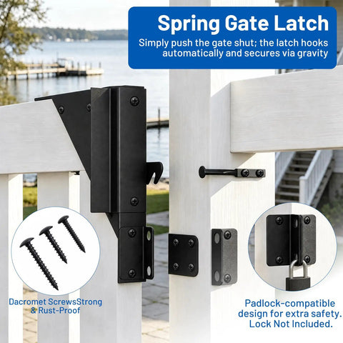 Heavy Duty Sliding Gate Hardware Kit With Anti Sag Roller Braces Rocks Solid For Fences with spring latch for secure closing.