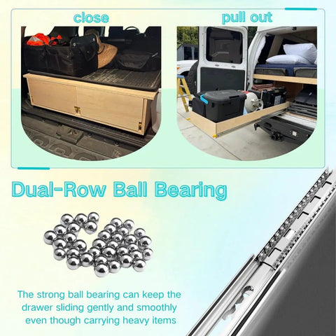 Heavy Duty Locking Drawer Slides Set 10 To 72 Inch Full Extension Ball Bearing Rails in motorhome storage installation