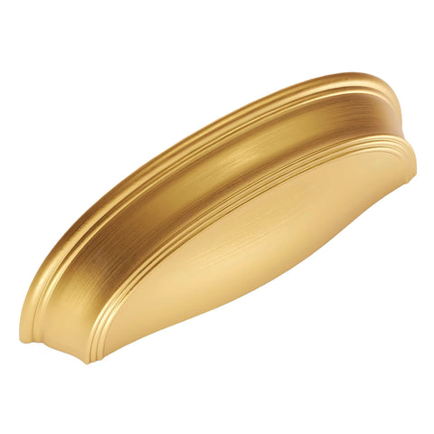 Side view of Solid Core Cabinet Pulls In Brushed Golden Brass Finish For Doors And Dresser Drawers, Luxury Hardware