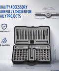 Magnetic Ratchet Screwdriver Set With T Handle, 64 In 1 Kit, S2 Steel Bits for home repair in open black hard case