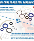 Comparison of plastic vs rubber-polyurethane seals in 2 Post Lift Hydraulic Cylinder Seal Rebuild Kit For 7000 10000 Lb Chinese Cylinders