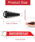 Exhaust Wash Plug For Motorcycles And Dirt Bikes 0.6 To 1.5 Inch Thick Rubber with size dimensions and remove before flight tag