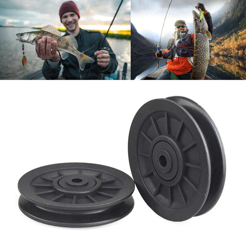 Heavy Duty Pulley Wheel Set For Cable Fitness Machines, Round Roller Bearing System For Gym Studio And Home Workouts, Durable Cable Machine Part, Smooth Glide, Ideal For Strength Training And Functional Fitness. Black nylon pulley wheel set