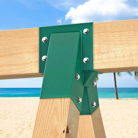 Beefed-Up Heavy-Duty A-Frame Swing Set Brackets Kit for Two 4x4 Legs and One 4x6 Beam, DIY Steel Swing Set Hardware With Mounting Hardware, Reinforced Middle Bracket Design, Green