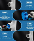 Pro Grade Versatile PVC Pipe Reamer Kit Set From Half Inch To Four Inch With Nine Reamers Step-by-Step Reaming Process Guide