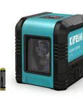 Self Leveling Red Beam Laser Level With Cross Line For Construction And Home Reno, shown with batteries