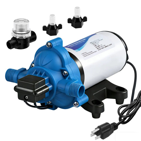 On Demand 110V RV Water Pump Diaphragm, 4 GPM 50 PSI Fresh Water Pump With Pressure Switch for various uses
