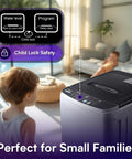 Full Automatic Portable Washer And Spinner Combo featuring ten custom wash cycles and child lock for safety, perfect for small families.