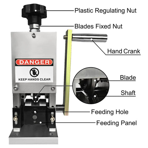 Manual Wire Stripping Tool With Hand Crank Portable Aluminum Frame For Scrap Copper Recycling 0.06 To 0.98 Inch Wire Size