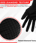 Close-up of Heavy Duty Black Nitrile Gloves, 8 Mil Industrial Strength, showing raised diamond texture for grip.