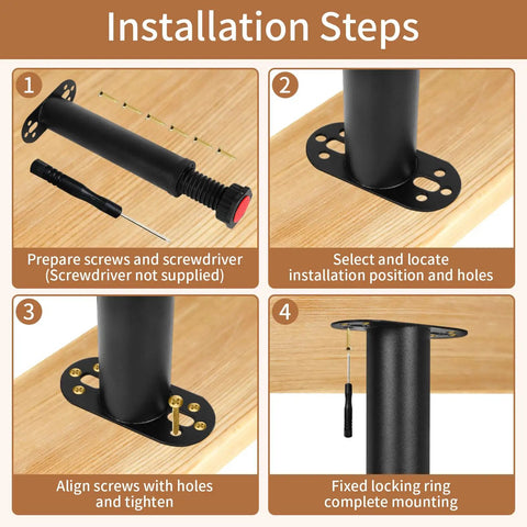 Installation steps for Adjustable Height Metal Furniture Legs Heavy Duty Replacement Feet for Beds Sofas Tables.