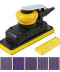 Air Powered Jitterbug Orbital Sander Kit, One Eighth Inch Orbit, 10,000 OPM, Non Vacuum, extra hook loop pad, 15 assorted sandpapers