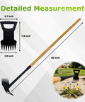 60 Inch Wooden Handle 2 In 1 Weed Uprooting Tool With 7 Tooth Garden Hoe for Easy Weeding and Weed Removal
