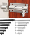 Heavy Duty Sliding Bolt Door Latch Pack Of Two Aluminum Alloy Gate Lock For Barn And Patio Doors Smooth Operator Self Closing Design Silver And Black with mounting plates