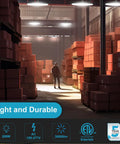 Warehouse illuminated by 200W LED High Bay Light for Shops and Barns, 5000K Daylight, 30,000 Lumens, ETL Listed, 5 Pack