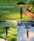 8 Pack Low Voltage Landscape Lighting Kit with EZ All In One Setup, outdoor waterproof metal pathway lights in garden and snowy setting