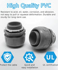 Non-Metallic Liquid Tight Conduit Connector Five Pack One And One Quarter Inch PVC Fittings for Flexible Electrical Conduit