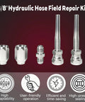 5-piece chrome hydraulic hose repair fittings kit for 3/8 in hoses with adapters