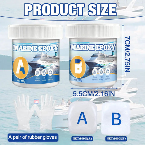 Marine Epoxy Putty 200g Two Component Underwater Repair Stick That Holds Up White Marine Grade Waterproof shown with gloves