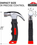 Nail-On Furniture Pads Hammer For Installing Floor Protectors, Compact 8oz Claw Hammer With Magnetic Tip, side and front view