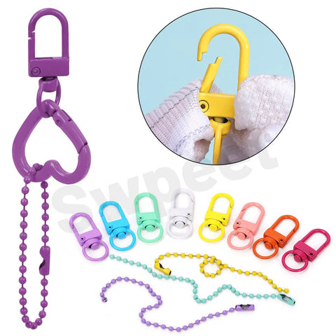 All In One 68 Piece DIY Jewelry Making Kit With Colorful Swivel Lobster Claw Clasps Heart Shaped Keychain Clips Ball Chains Open Jump Rings And Carabiner Clips In A Compact Storage Box For Easy Crafting, colorful keychain clips and ball chains