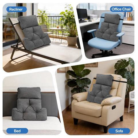 Recliner Neck And Lumbar Pillow Set With Shredded Foam Fill on recliner, office chair, bed, and sofa for comfort