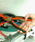Non-Sparking 20 Piece Tool Set With Pipe Wrench Combo Wrenches Pliers Screwdrivers Putty Knife Brush in use clipping wires