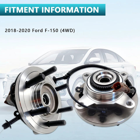 Front Wheel Bearing Hub Assembly 515177 6 Lug 4WD Fits 2018 2019 2020 Ford F150 Front Left Or Right Replacement Two Pack Bolt On ABS Compatible Premium Easy Install Ready To Roll