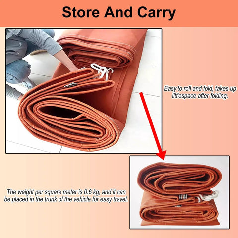 Durable Orange Canvas Unloading Chute 20m Cargo Slide Tarpaulin rolled for easy storage