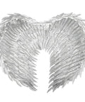 White Dope Angel Wings With Silver Foil Accents, Lightweight Costume Wings With Straps For Cosplay, Classic Feathered Accessory