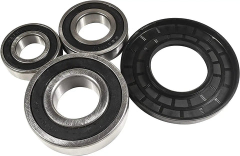 Professional Grade Bearing And Seal Kit For Whirlpool Front Load Washer Tub compatible with GHW9250MW0 GHW9300PW0, showing three bearings and one seal.
