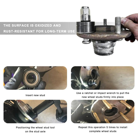 Wheel Stud Installer Kit For Cars And Light Duty Trucks DIY Friendly Pro Grade Fast Safe Tire Stud Replacement Tool demo