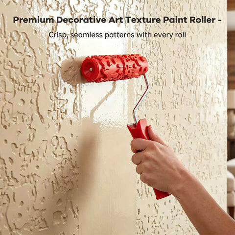 Heavy Duty Texture Paint Roller With Ultra Soft Rubber Face For Killer Wall Art And Badass Accent Panels Ideal For Easy DIY Home Upgrades And Hella Thick Paint Application on wall.