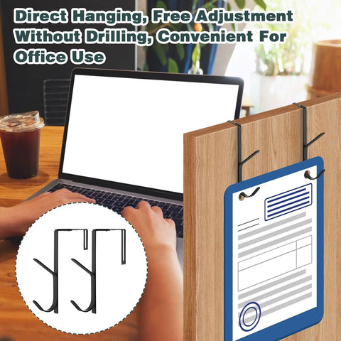 Two-Pack Double Coat Hooks For Cubicle Panels, Heavy Duty Coat Hangers For Office Walls with document hanging display
