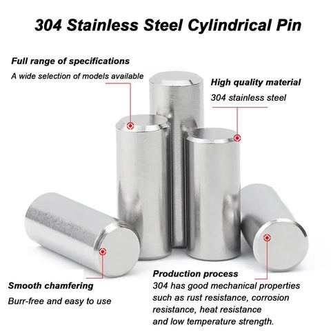 Dowel Marker Pins Set In Stainless Steel 304, 140 Pieces M4 Locating Assortment Kit with chamfered edges and smooth finish.