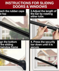 Upgraded Door Security Bar And Sliding Patio Bar Heavy Duty Adjustable Jammer installation steps in window frame