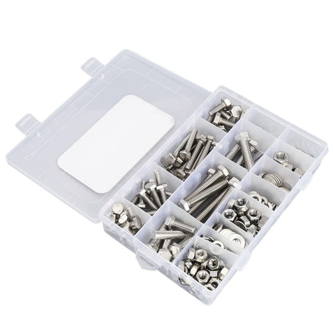 246 Piece Stainless Steel Hex Bolts Nuts And Washers Assortment Kit In Durable Storage Box For Household Appliances, Furniture, Doors, Garages, Outdoor Structures, And Automotive Maintenance, open box