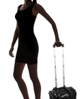 Model with Underseat Luggage Bag With Croco PVC Finish 15 Inch Carry On For Women Lightweight Travel Buddy With 2 Spinner Wheels Airline Friendly